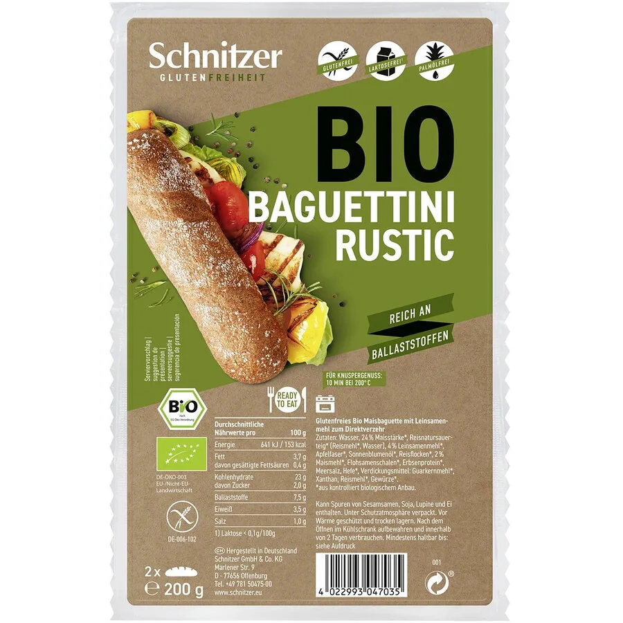 Mini Baghete Rustice fara Gluten Ecologice, 2buc | SCHNITZER