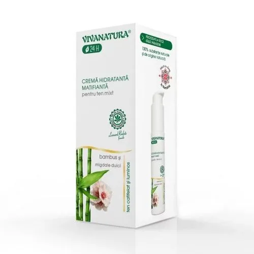 Cremă Hidratantă Matifiantă Pentru Ten Mixt cu Bambus și Migdale Dulci, 45ml | Vivanatura
