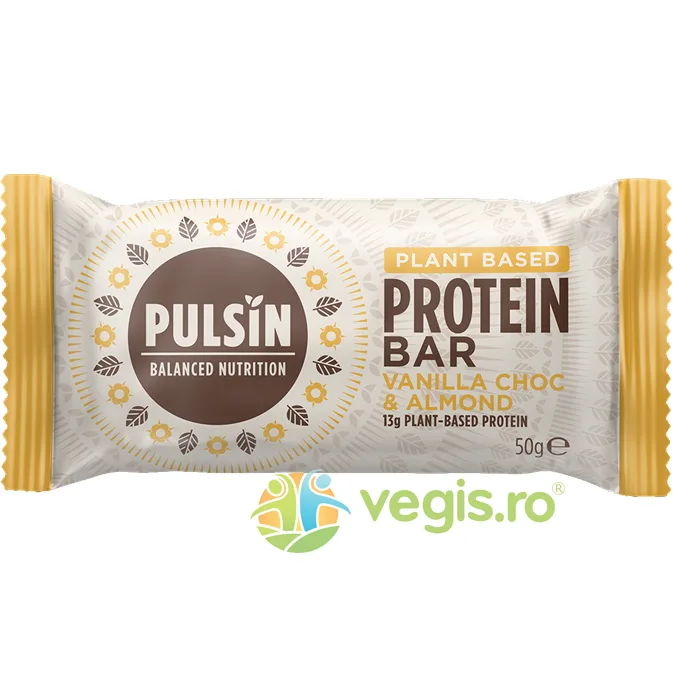 Baton Proteic cu Ciocolata, Vanilie si Migdale fara Gluten, 50g | Pulsin