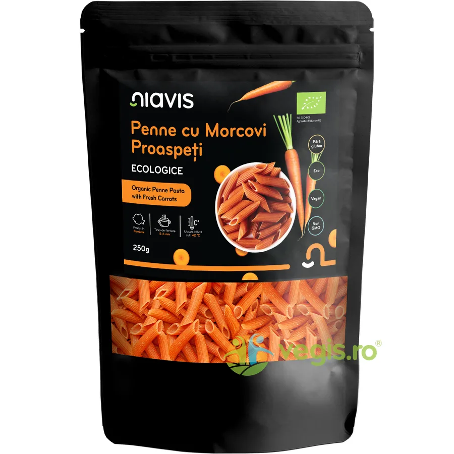 Penne cu Morcovi Proaspeti fara Gluten, 250g | Niavis