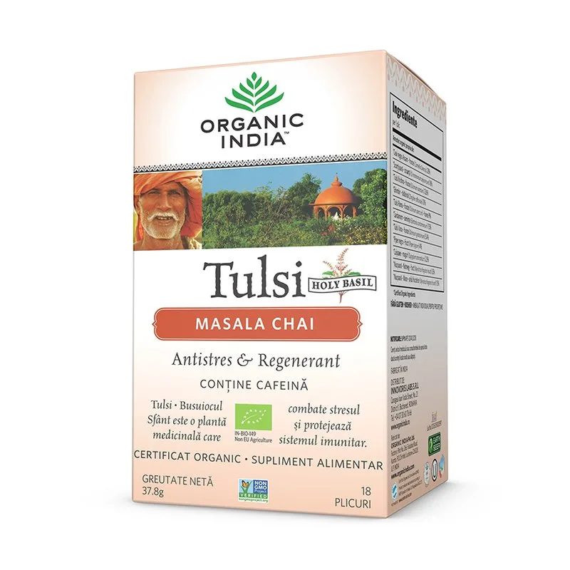 Tulsi Masala Chai Relaxant & Regenerant eco, plicuri | Organic India